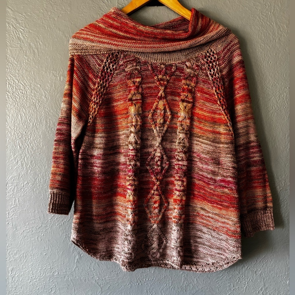 John Paul Richard Cowl Neck Cable Knit Sweater | Multicolor | M